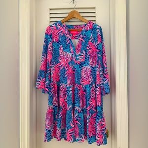 Lilly Pulitzer, Gabriel Lileeze Tunic Dress, Borealis Blue “Tropic Down Low”, 6